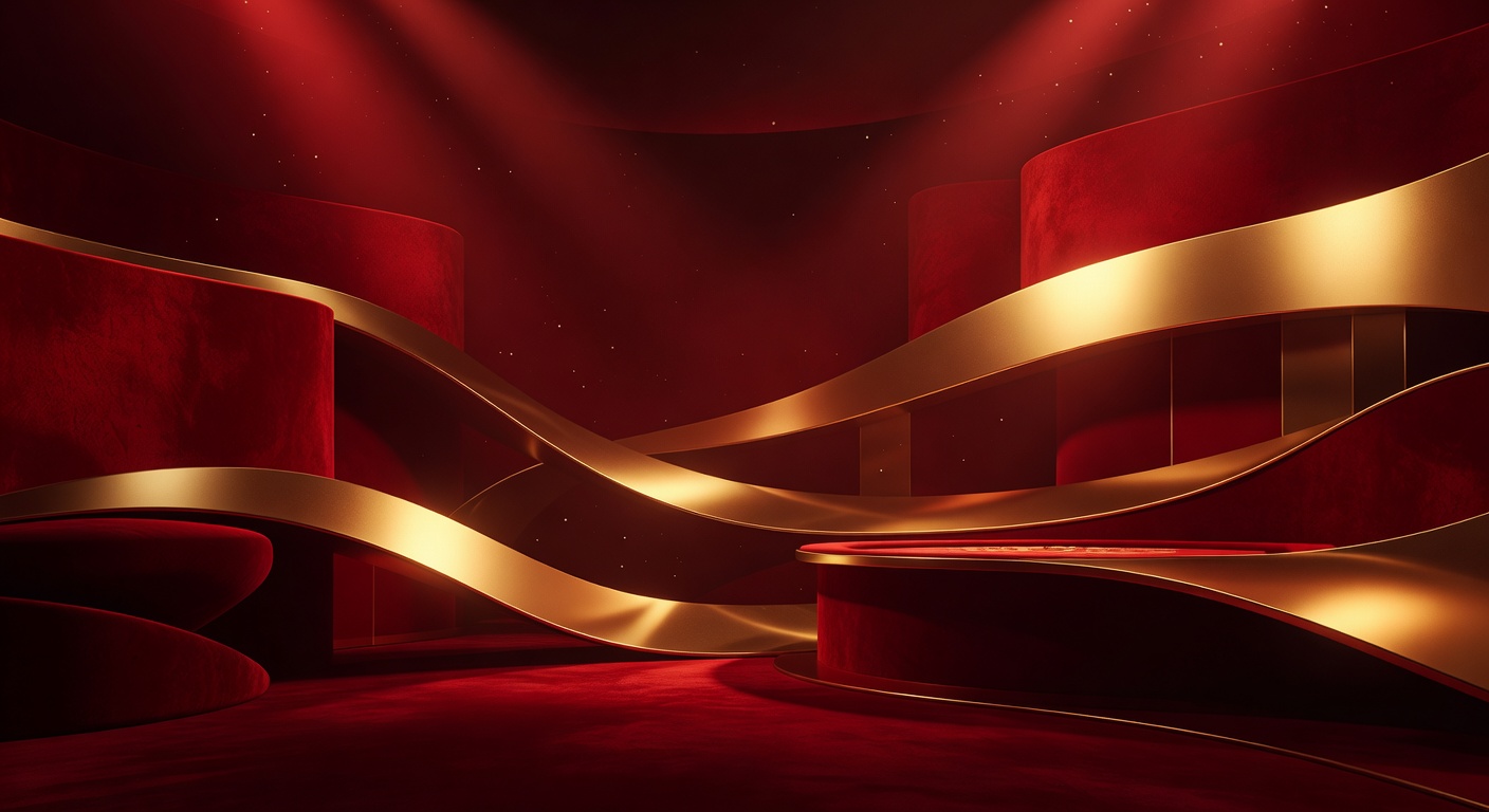 Abstract rendering of luxury casino interior with deep red and gold ambient lighting